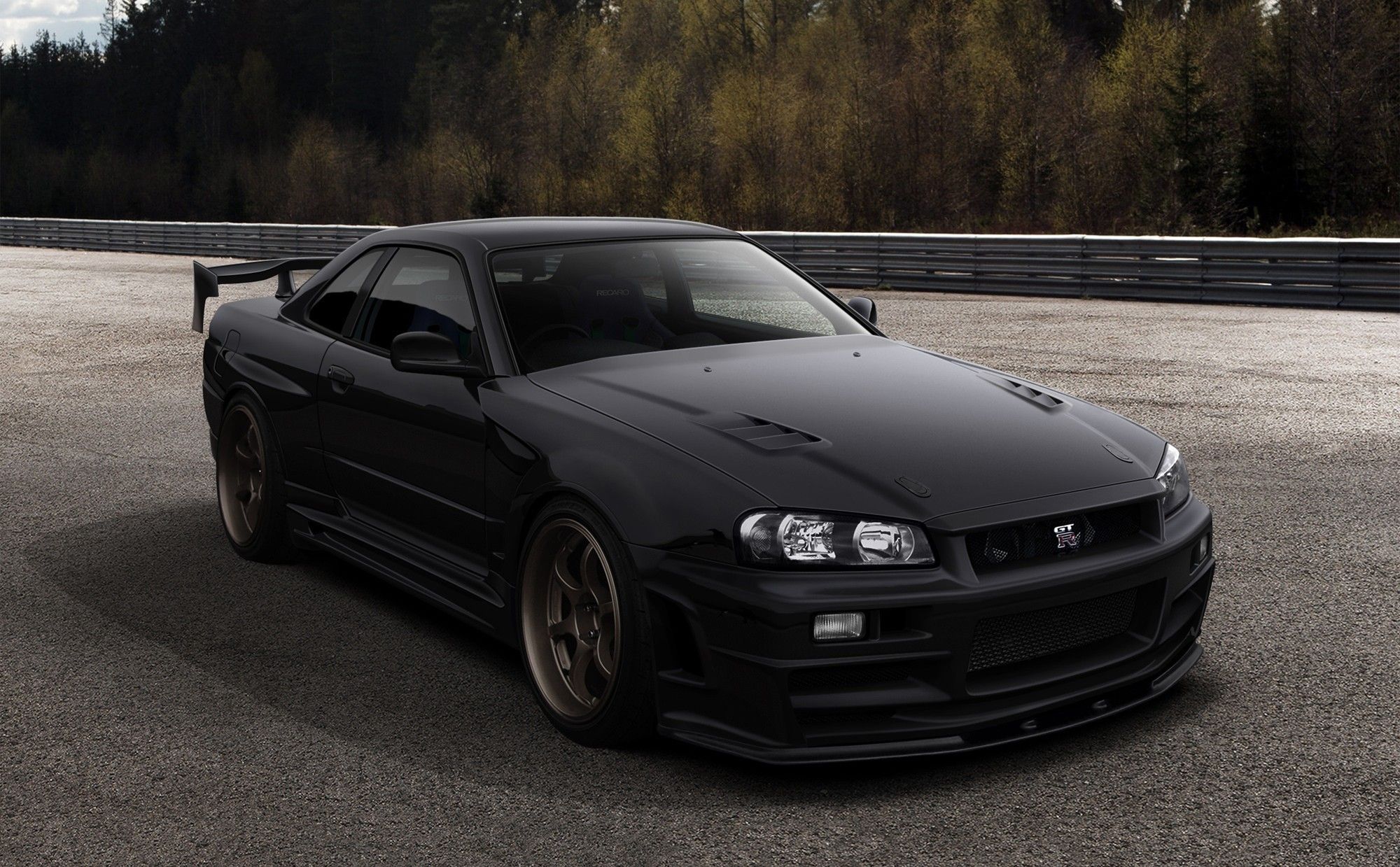 Nissan Skyline GT-R nera, 2000x1239 alta risoluzione, Laptop