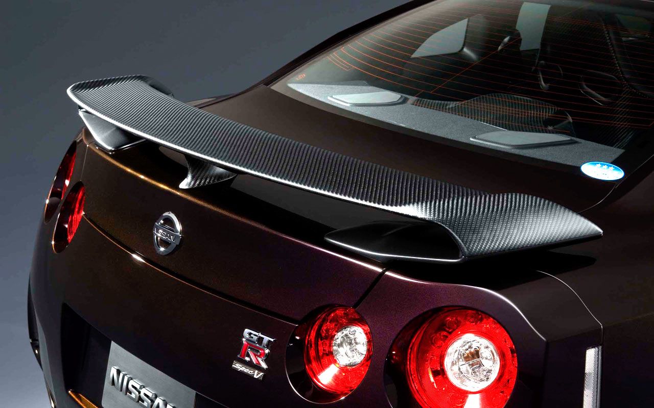 Nissan GT-R nero, alettone posteriore, 1280x800 HD, ROG Asus Laptop