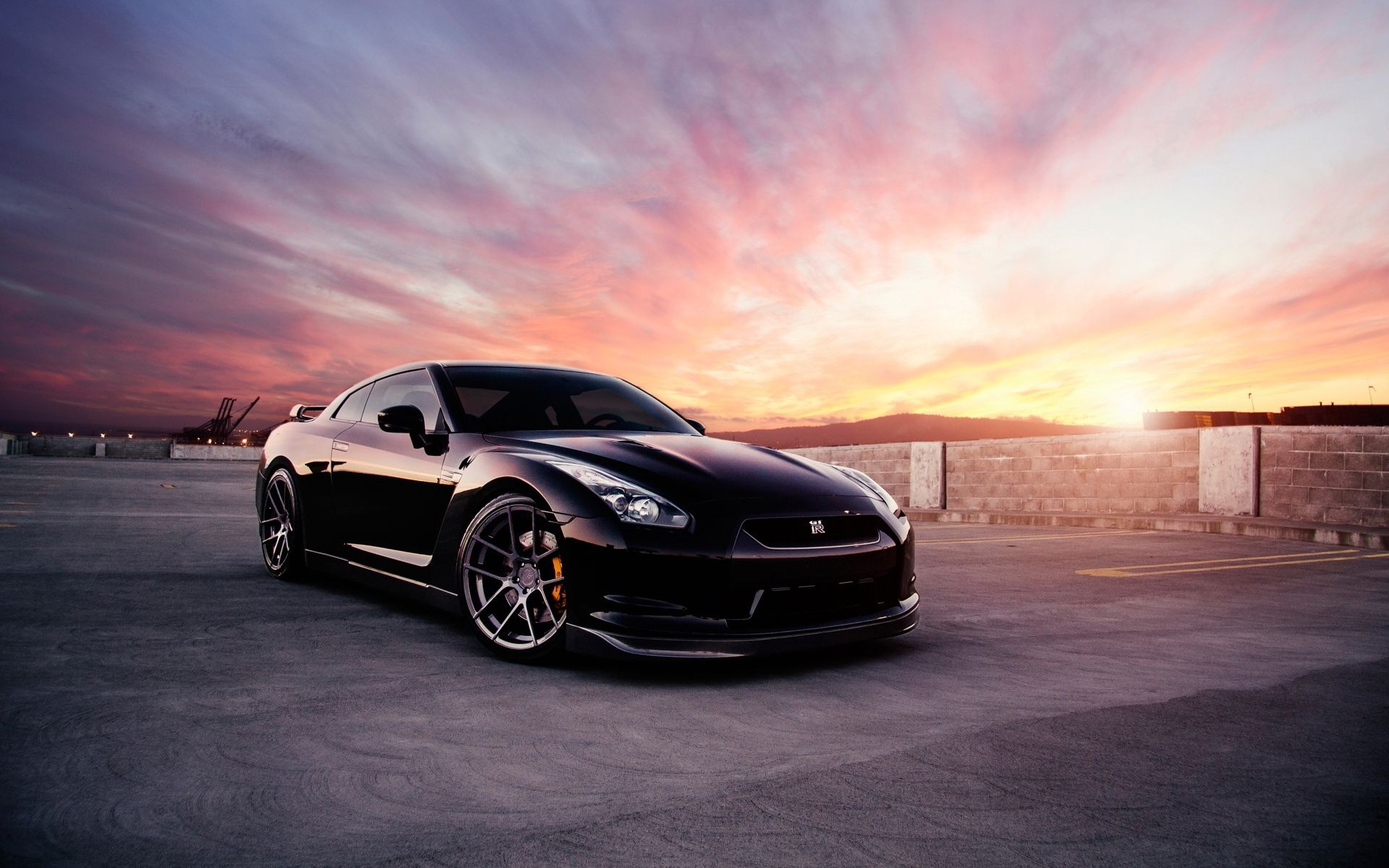 Nissan GT-R nero al tramonto, 1920x1200 Full HD+, Laptop