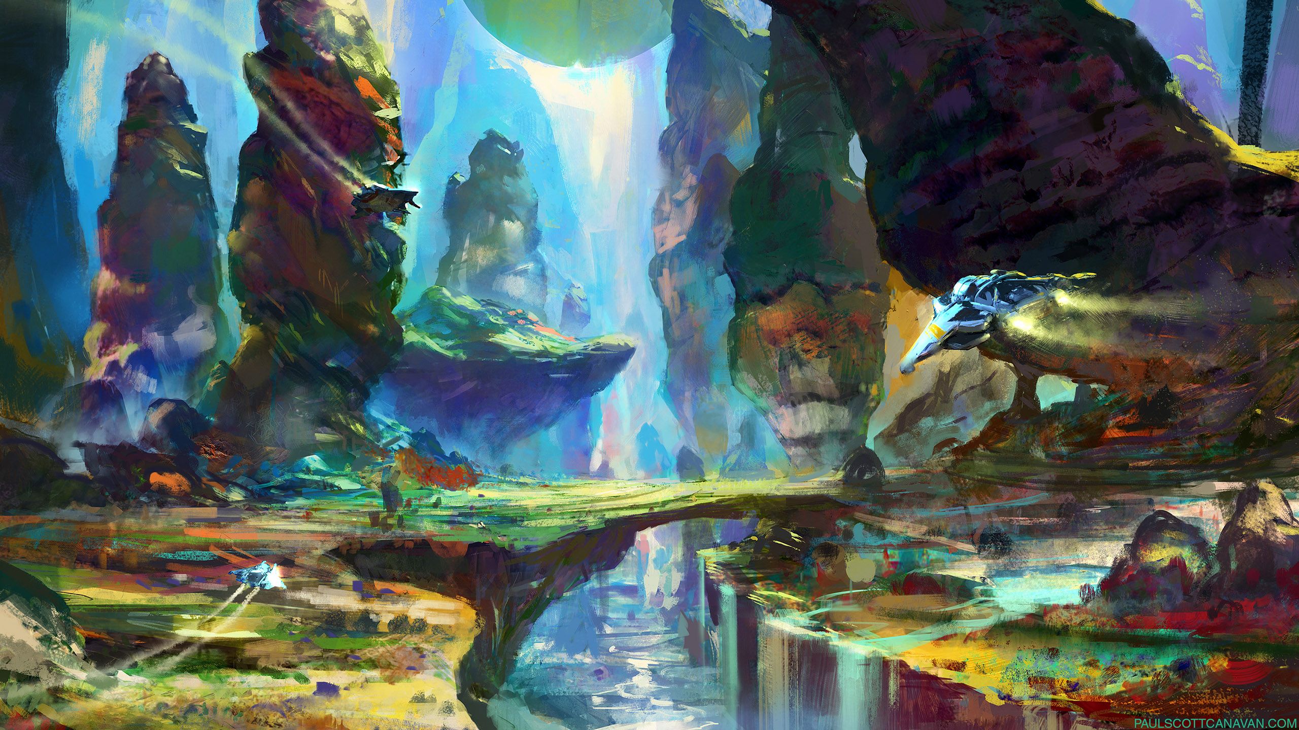 Paesaggio alieno roccioso colorato, 2560x1440 2K, Monitor Gaming