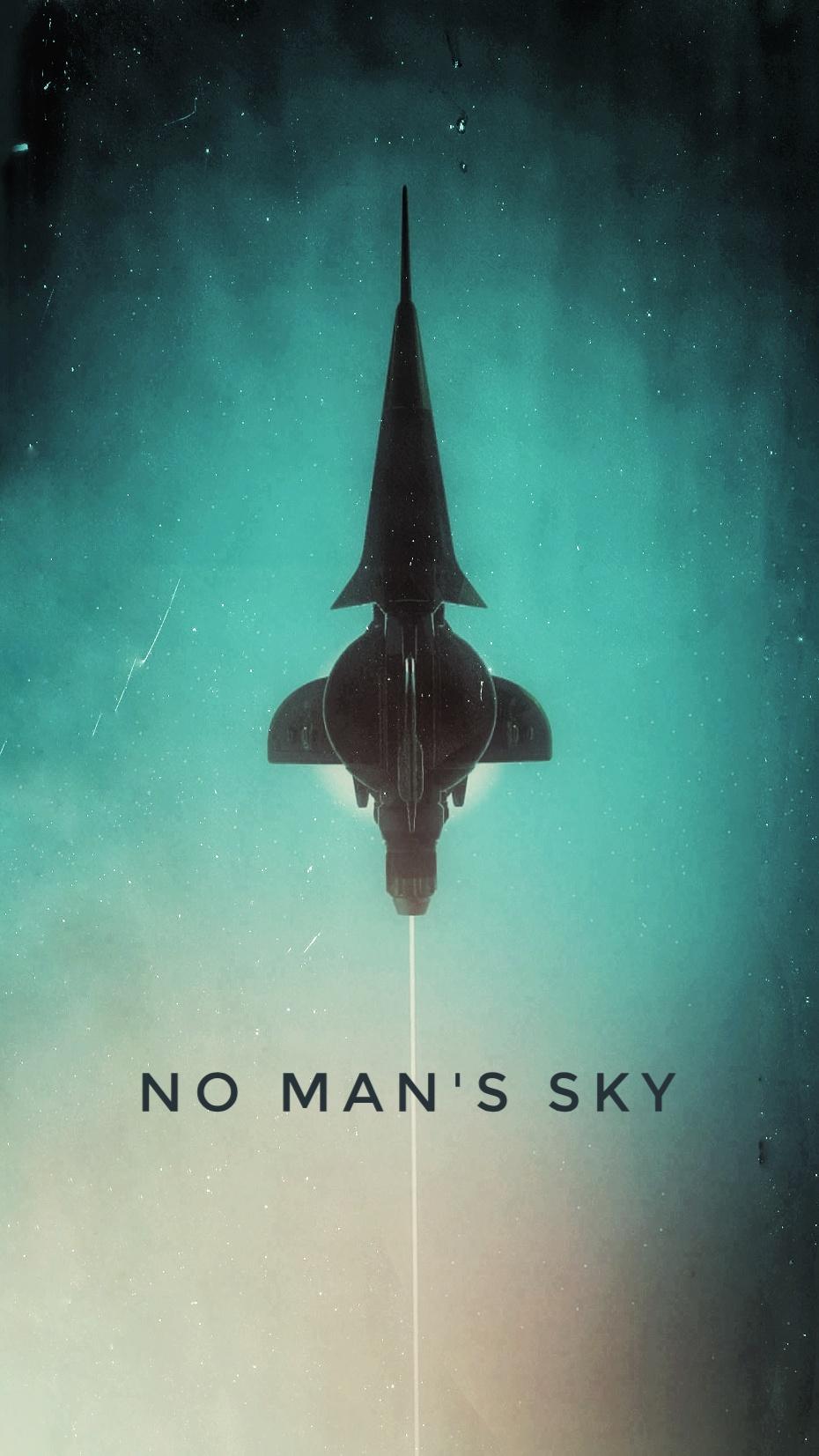 Astronave No Man's Sky, cielo turchese, 930x1653 Verticale, POCO