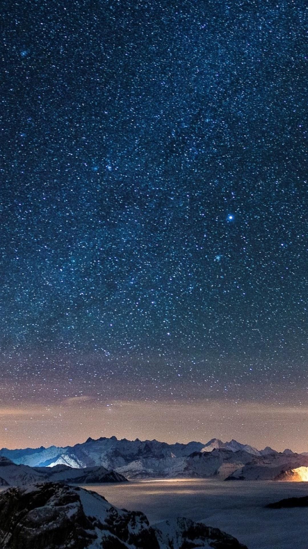 Cielo stellato montagne notturne, 1080x1920 Full HD Verticale, Samsung Galaxy