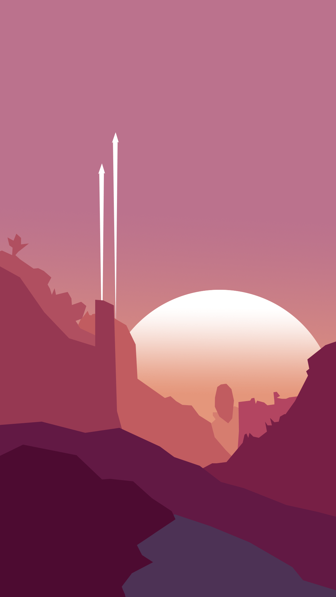 Paesaggio alieno minimalista rosa, 1080x1920 Full HD Verticale, Smartphone