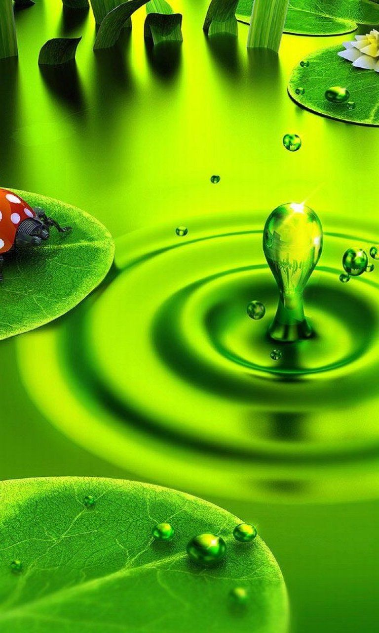 Goccia d'acqua su foglia verde, 1080x1920 Verticale, Telefono