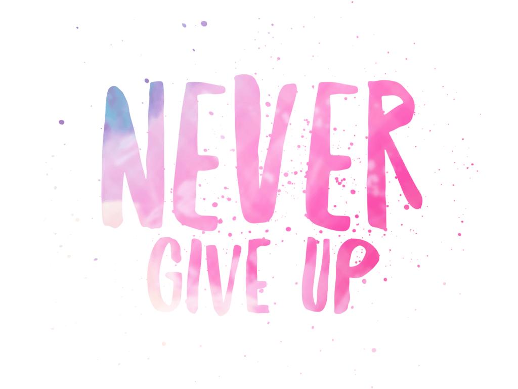 Scritta Never Give Up acquarello rosa, 1024x769 HD, Desktop