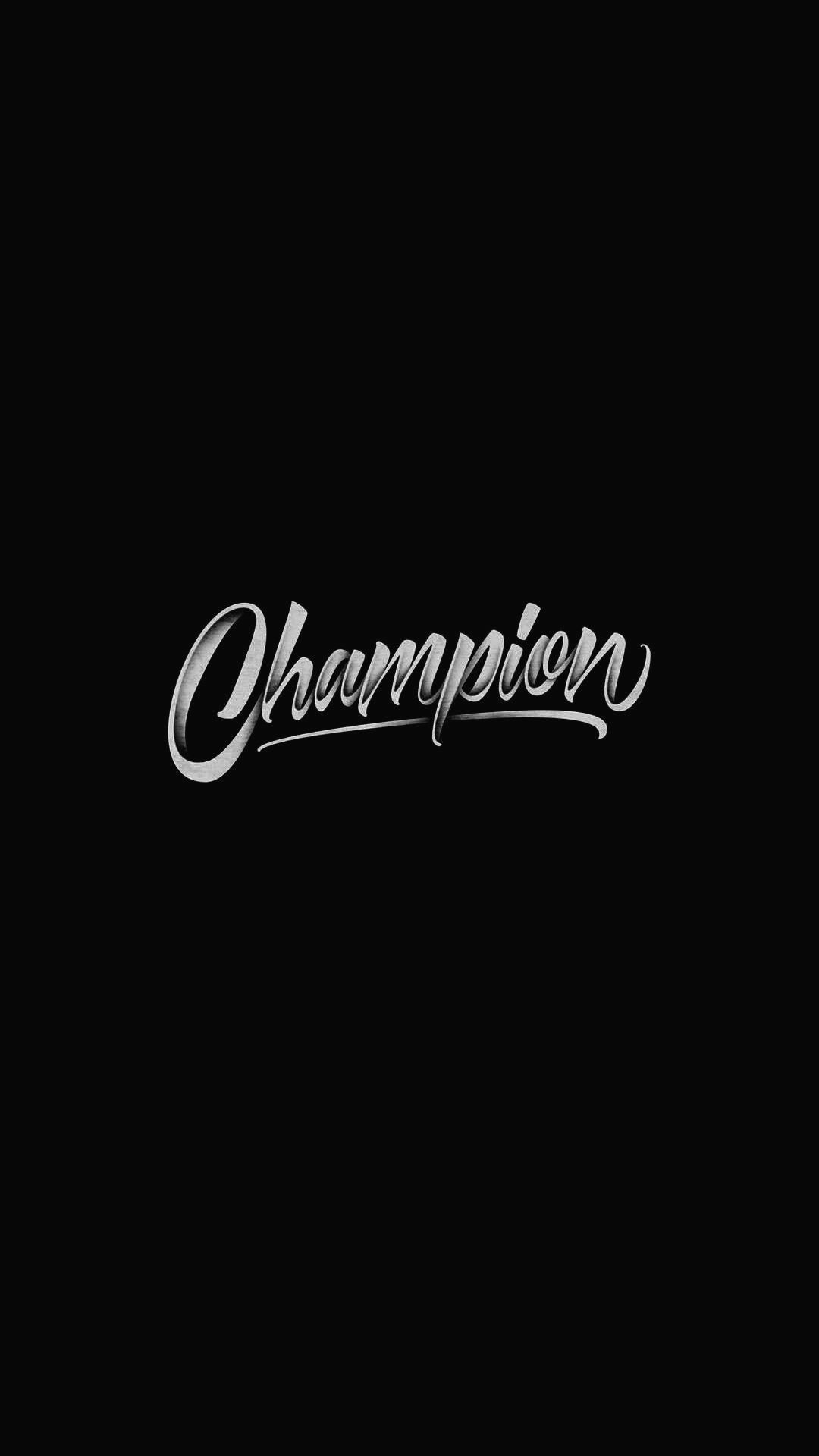 Scritta Champion su nero, 1080x1920 Full HD Verticale, Smartphone