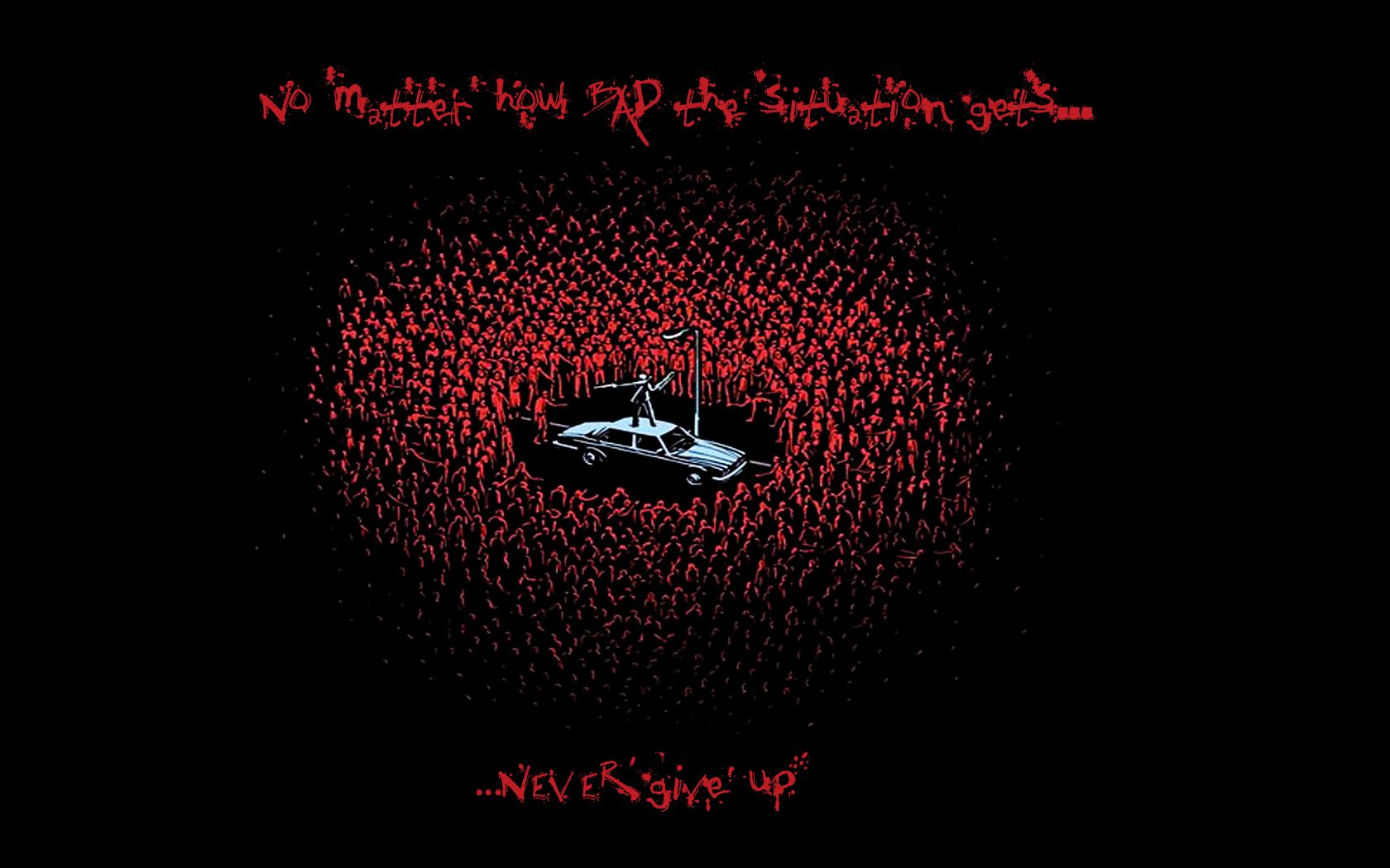 Never Give Up scritta rossa, 1680x1050 HD, PC