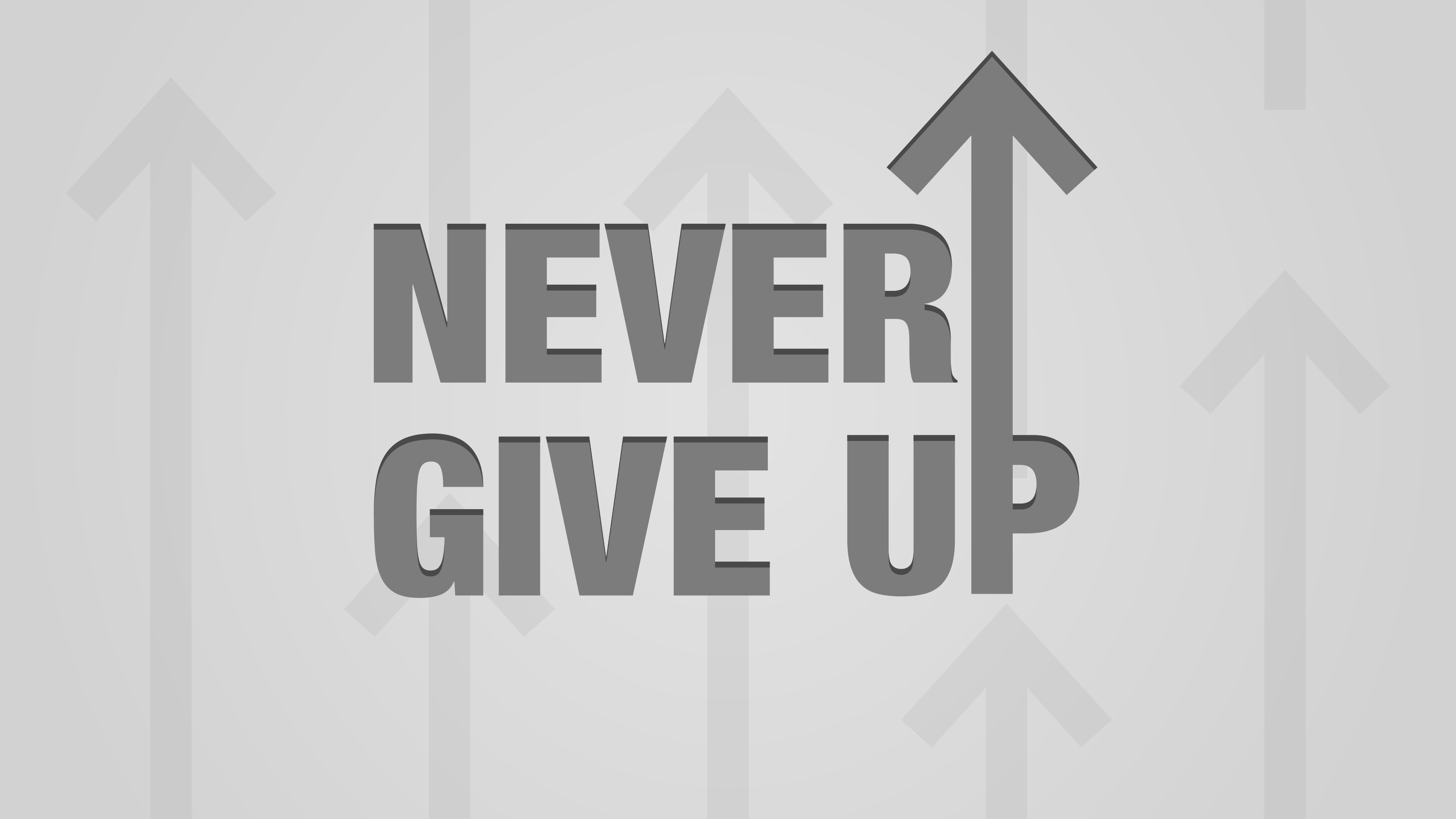 Testo Never Give Up grigio, 3840x2160 4K, Monitor 4K