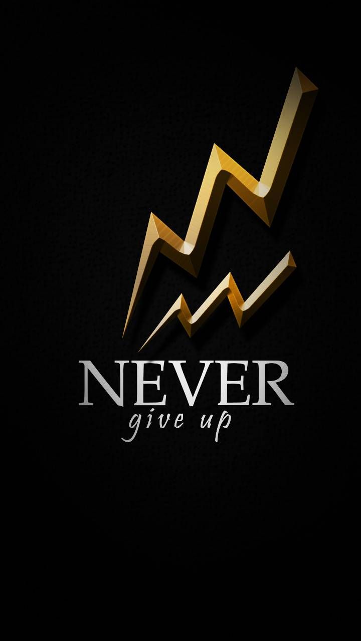 Never Give Up scritta dorata, 720x1280 Full HD Verticale, Realme