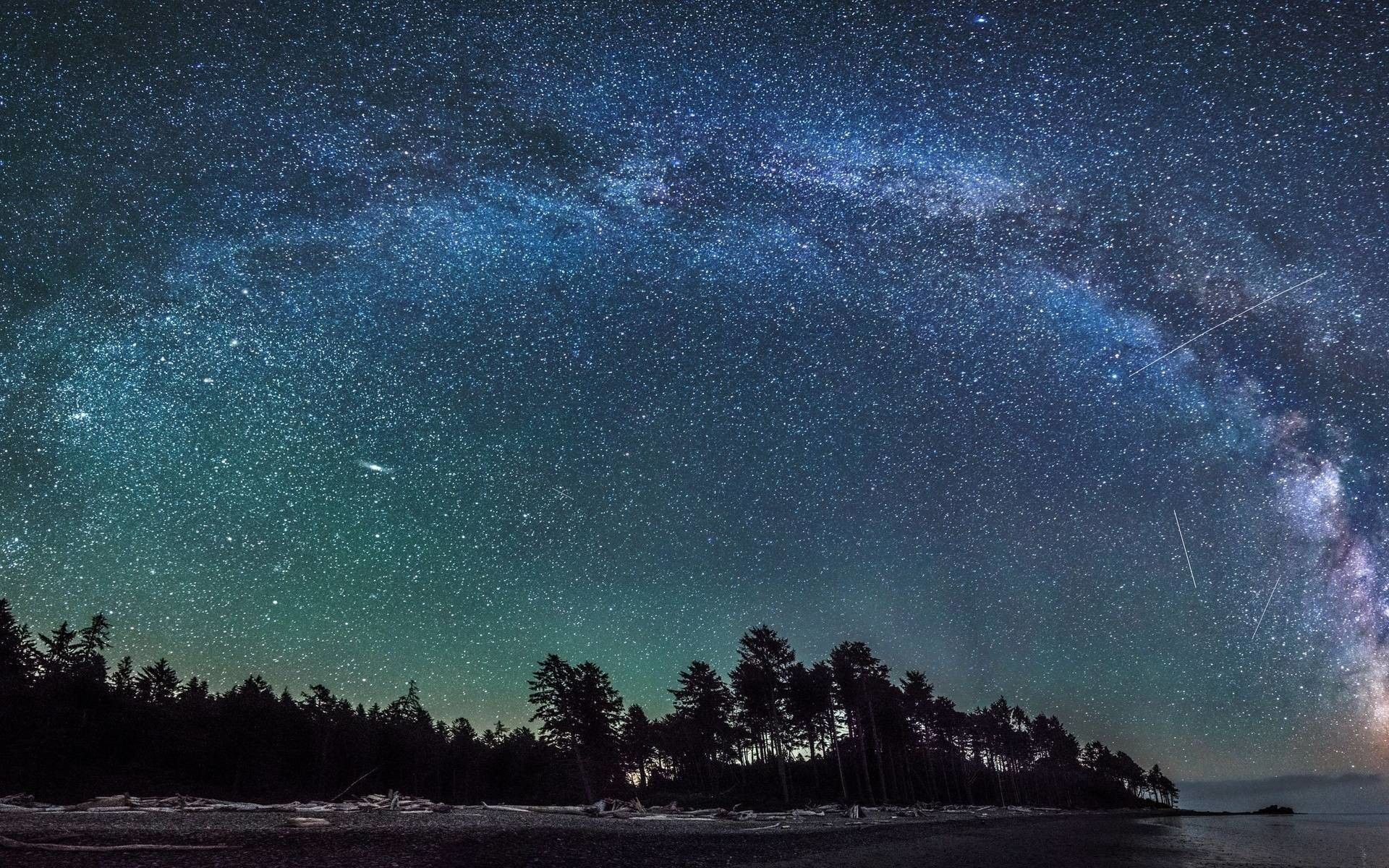Via Lattea arco foresta lago, 1920x1200 Full HD+, Desktop