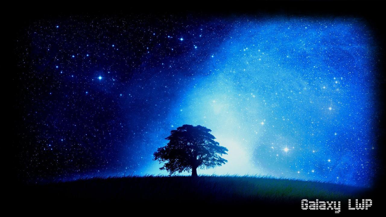 Albero solitario cielo blu stellato, 1280x720 720p, PC