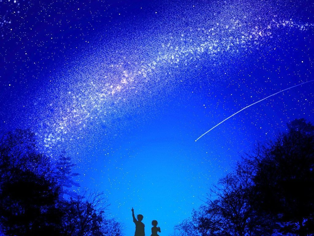 Via Lattea stella cadente silhouette, 1024x768 HD, Desktop