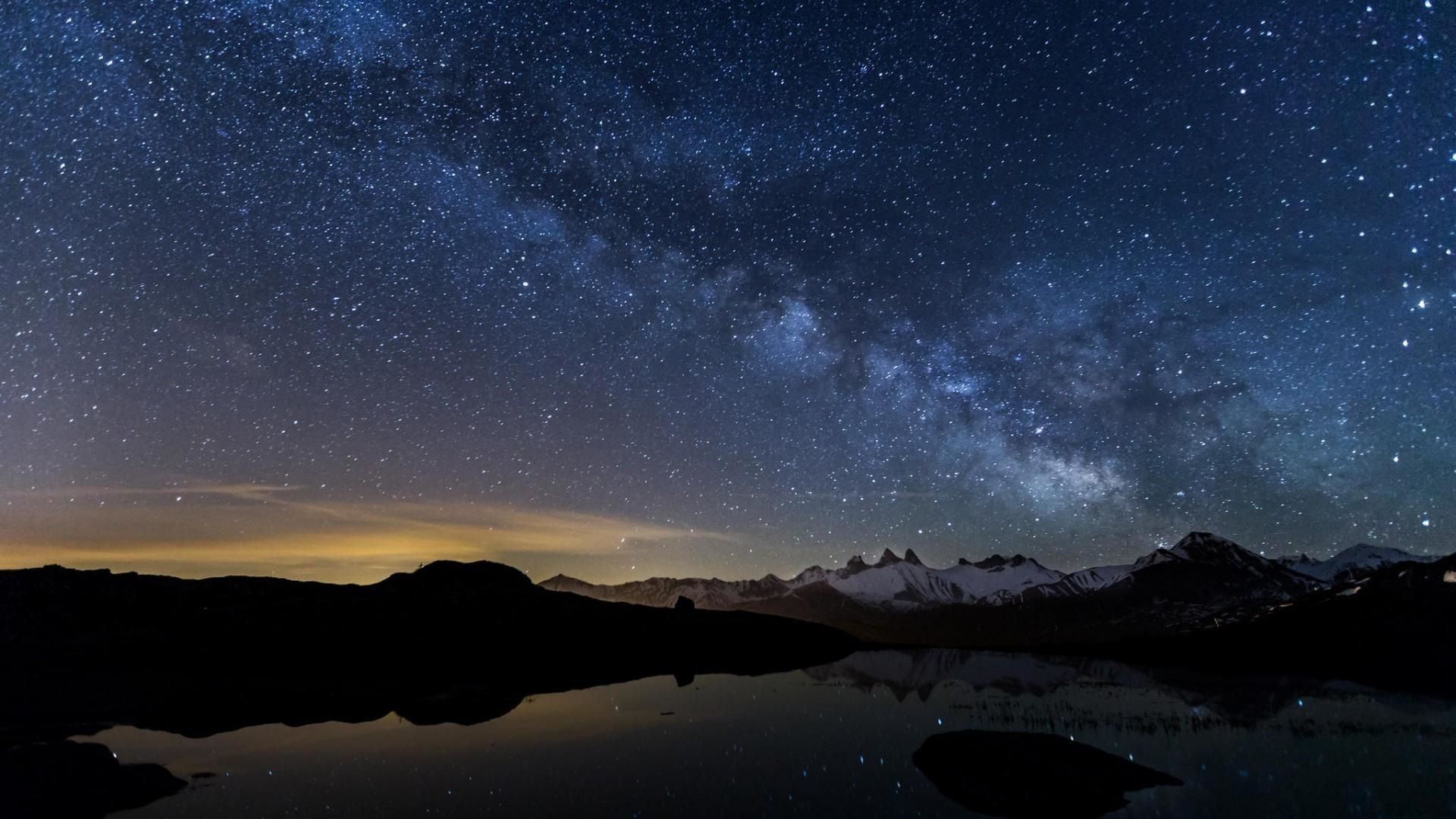 Via Lattea lago montagne riflesso, 1920x1080 Full HD, PC