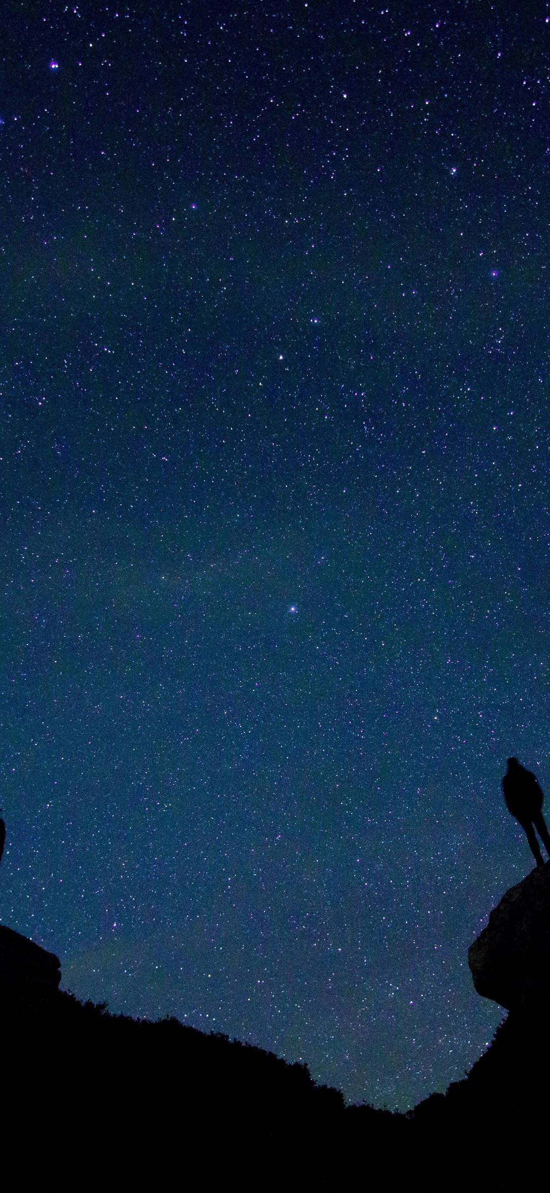 Cielo stellato silhouette rocce, 1080x2340 Verticale, Mobile