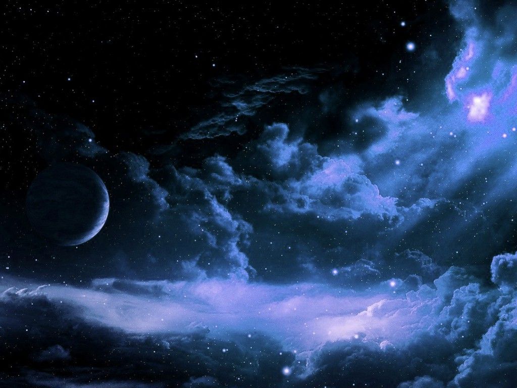 Luna crescente nuvole stellate, 1024x768 HD, Desktop