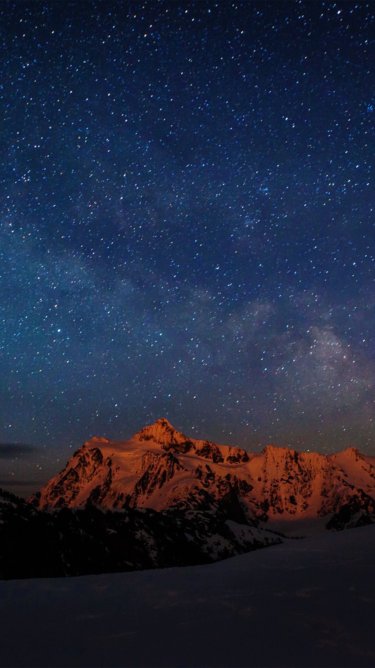 Montagne innevate cielo stellato, 1242x2208 Full HD Verticale, Smartphone