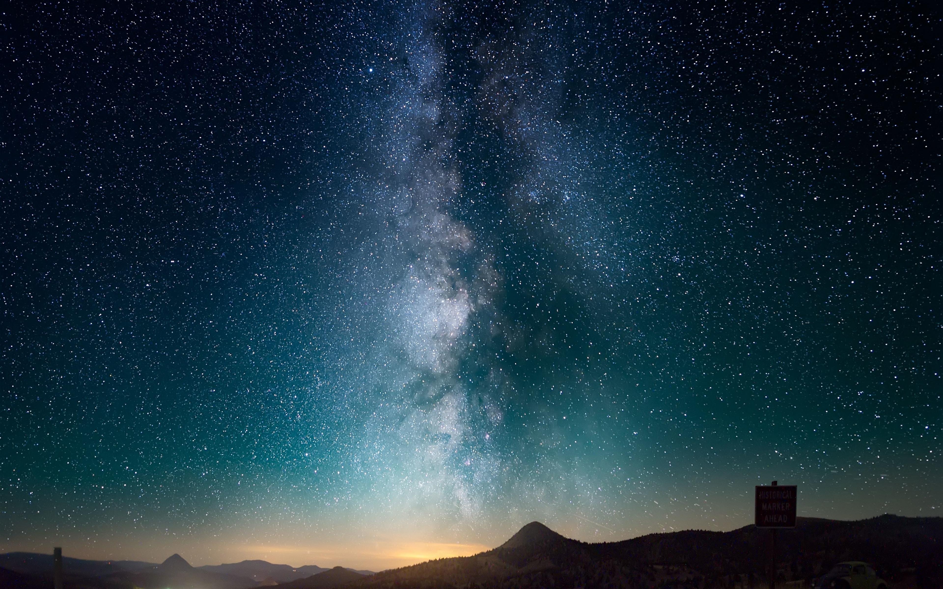 Via Lattea colline tramonto stellato, 3840x2400 Ultra HD, Monitor 4K