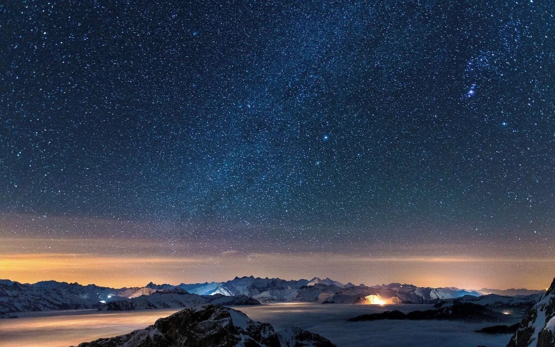 Montagne innevate cielo stellato, 1920x1200 WUXGA, Desktop