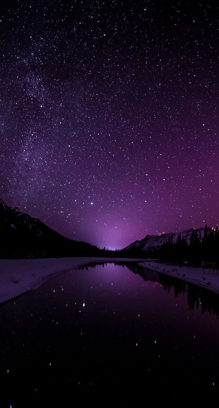 cielo stellato viola lago, 750x1396 Full HD Verticale, Smartphone