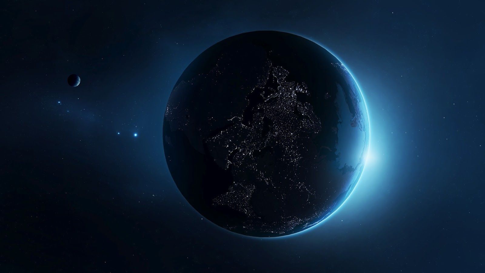 Terra vista dallo spazio notte, 1600x900 HD Ready, PC