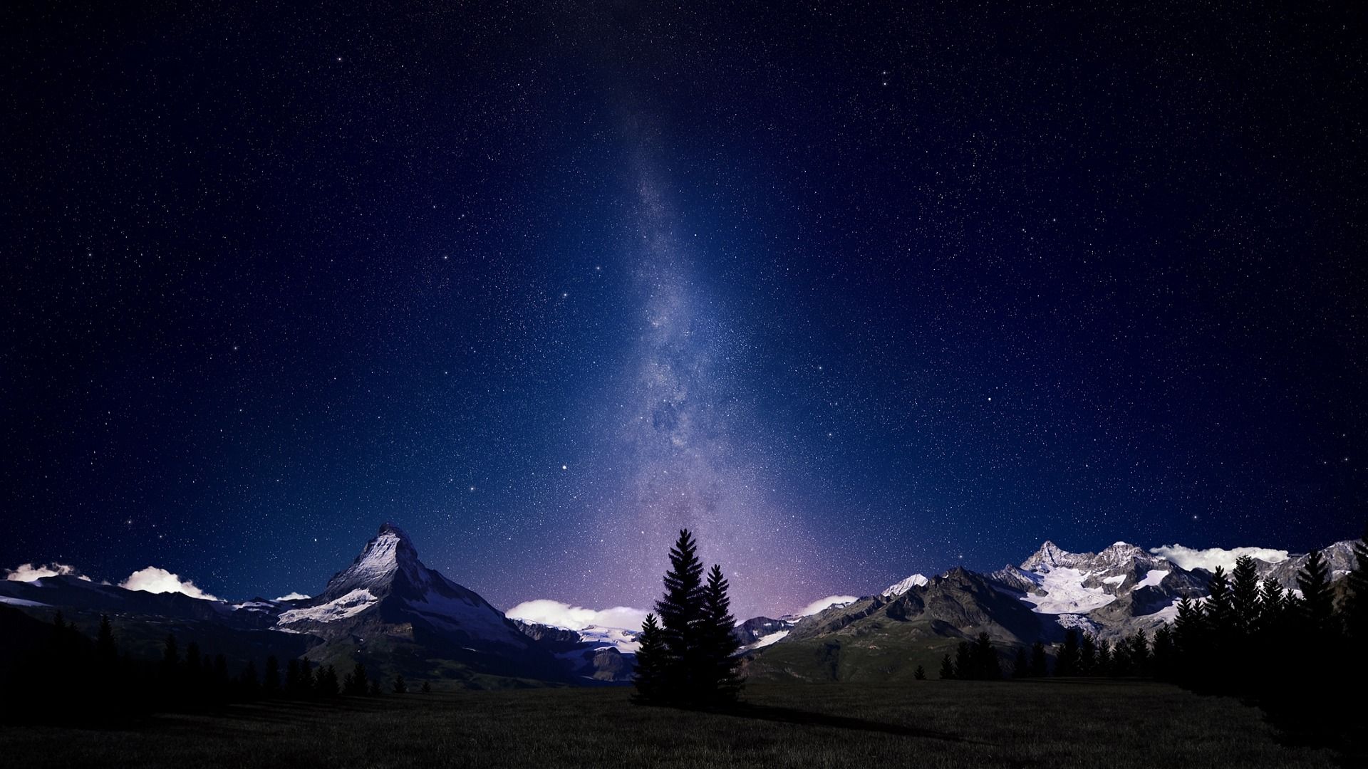 Via Lattea montagne innevate notte, 1920x1080 Full HD 1080p, Laptop