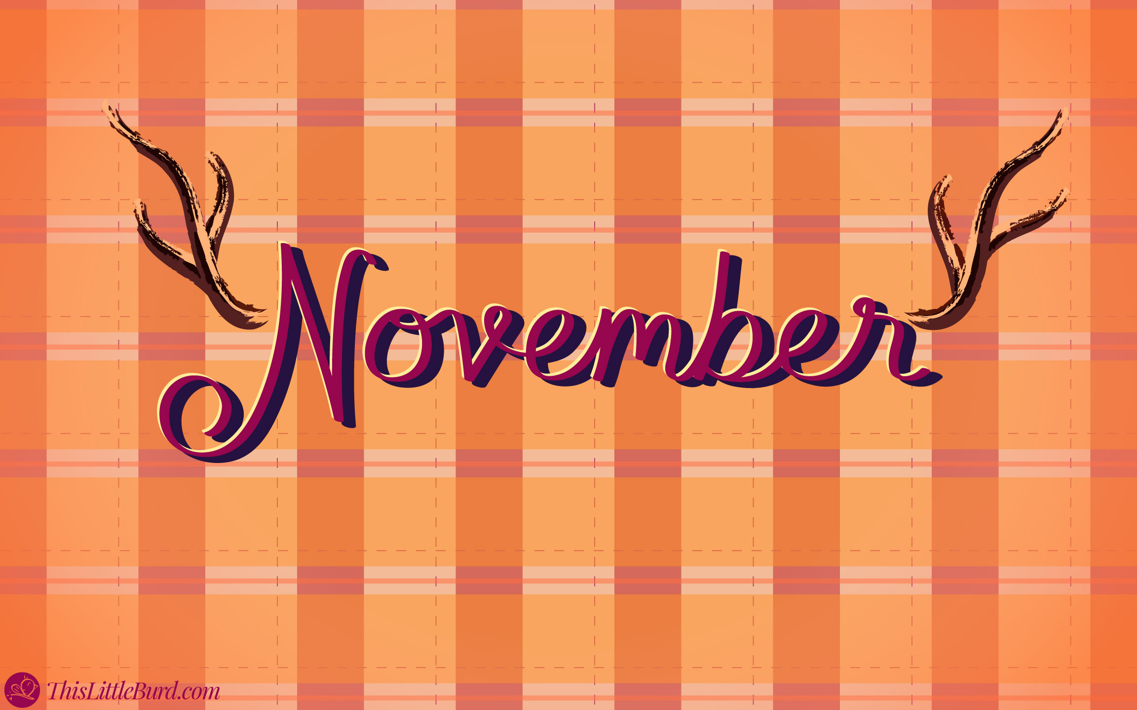 Scritta November con corna decorative, 2304x1440 alta risoluzione, PC Desktop