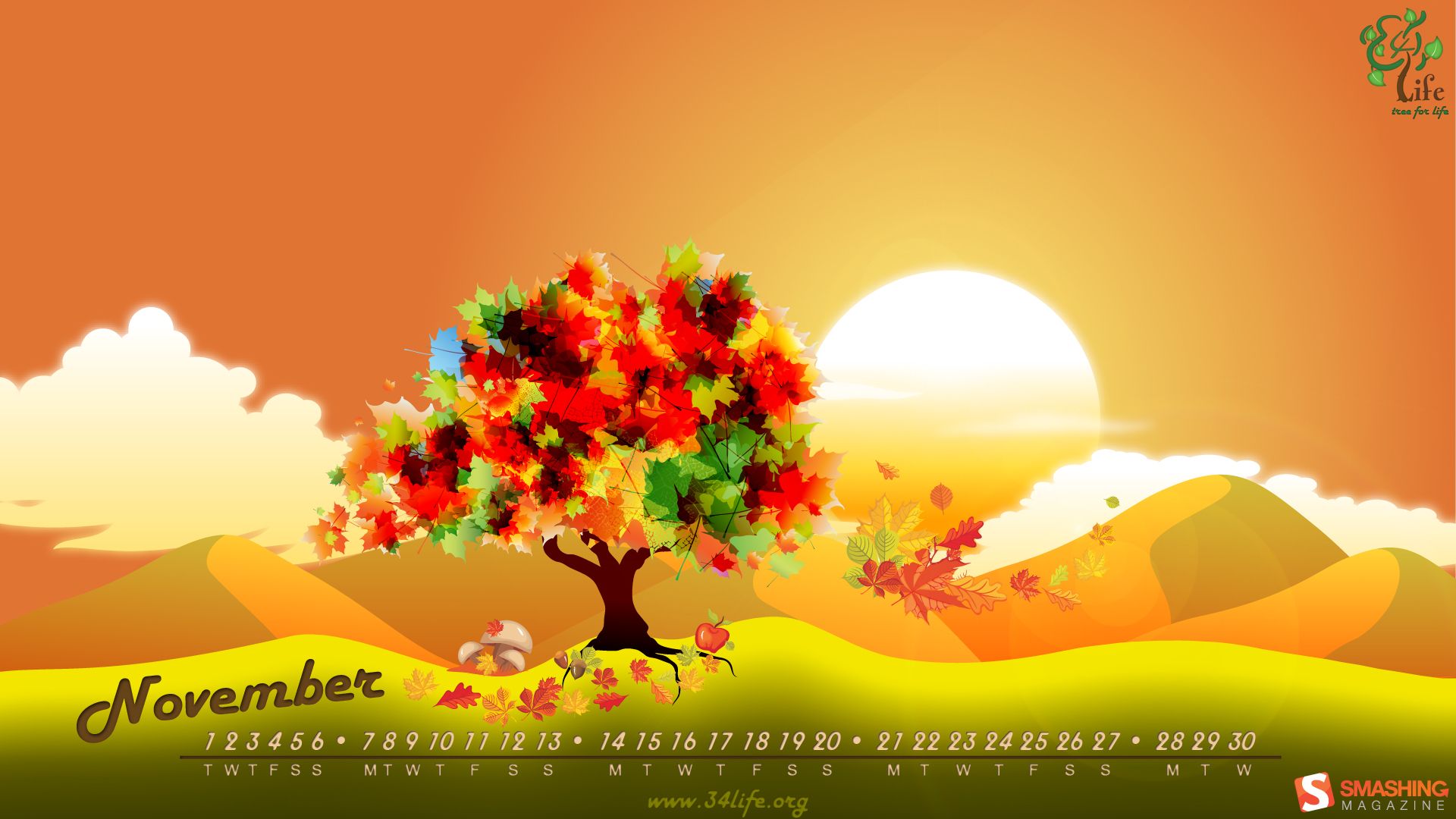 Calendario novembre tazza floreale, 1366x768 HD, PC Desktop
