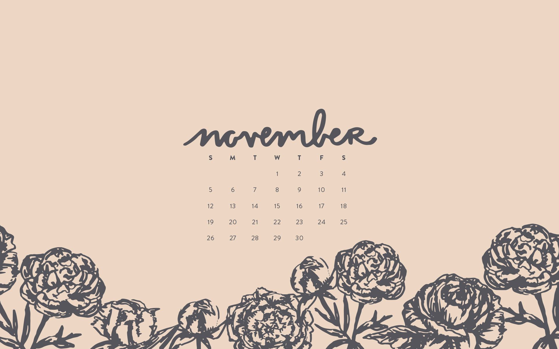 Calendario novembre fiori disegnati, 1920x1200 Full HD+ WUXGA, PC