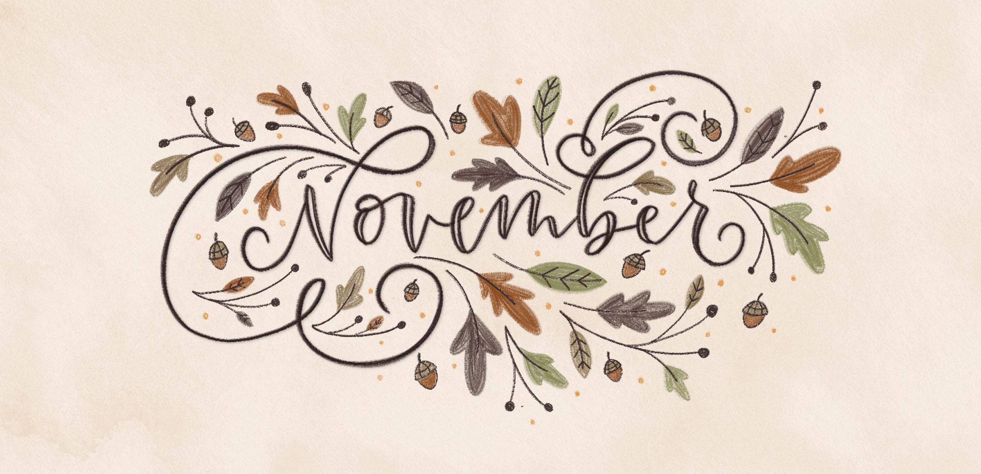 Scritta November con foglie autunnali, 1920x928 1080p, Laptop