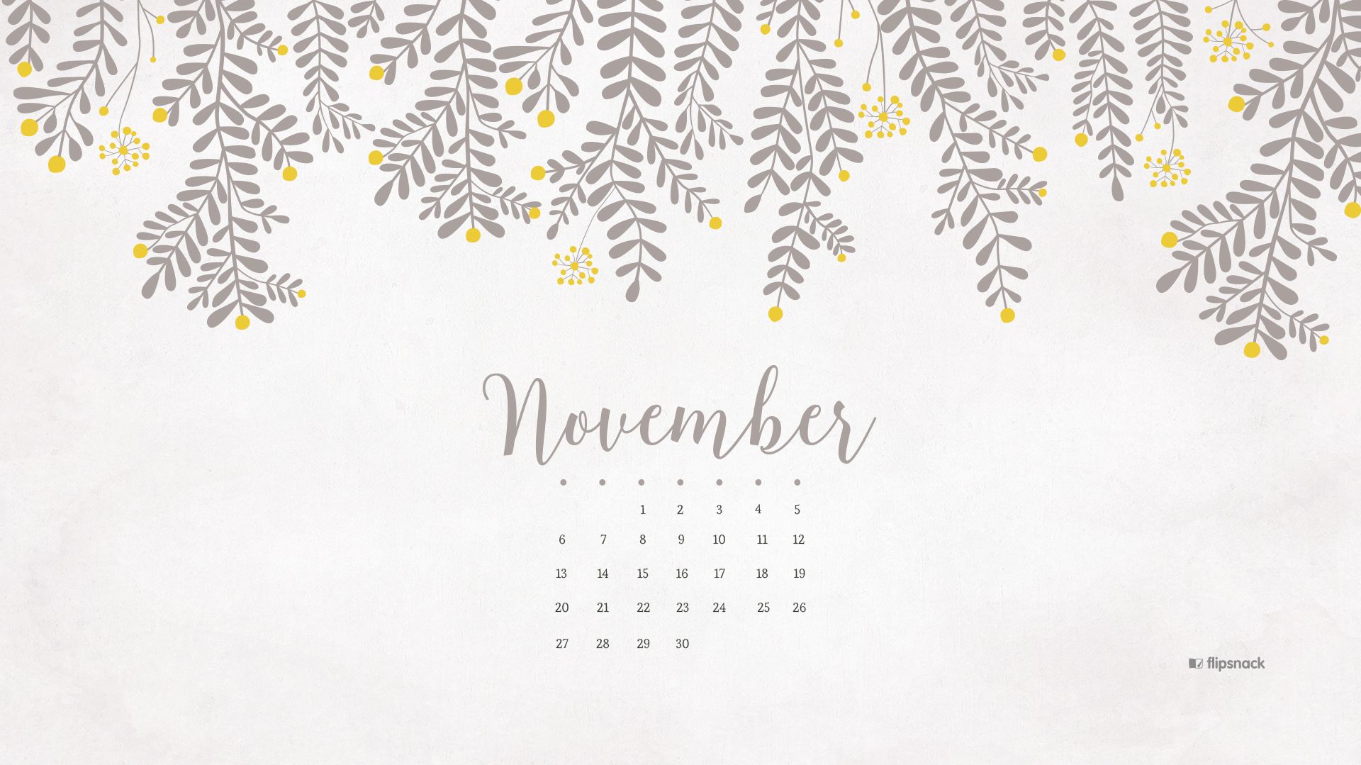 Calendario novembre foglie grigie, 1920x1079 Full HD, Desktop