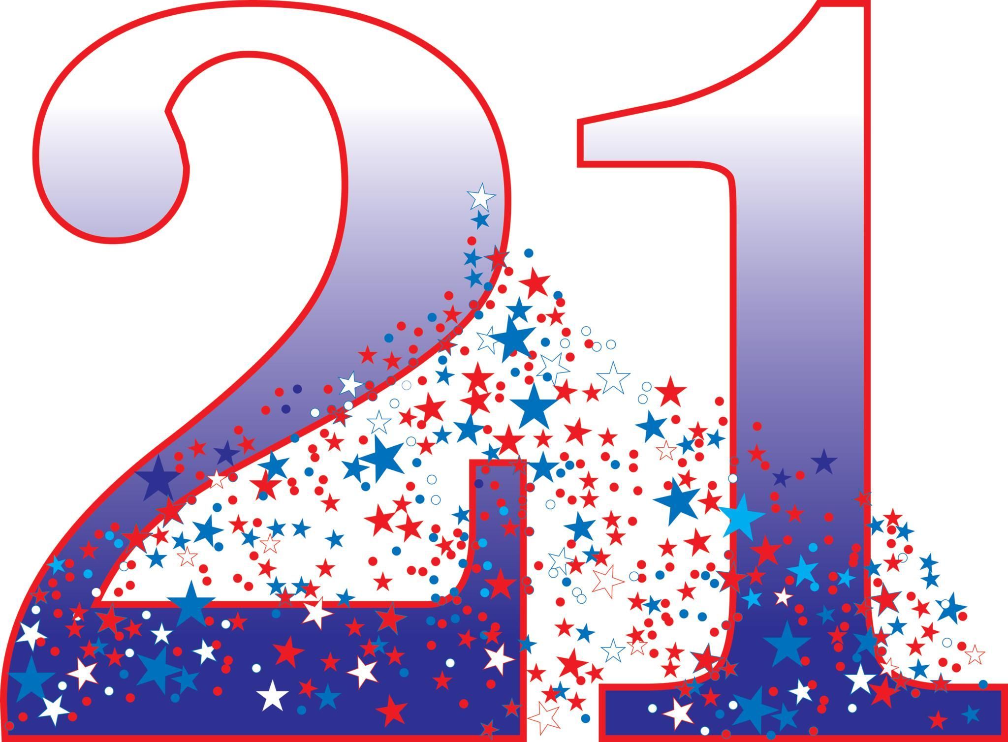 Numero 21 con stelle colorate, 2048x1508 alta risoluzione, Laptop