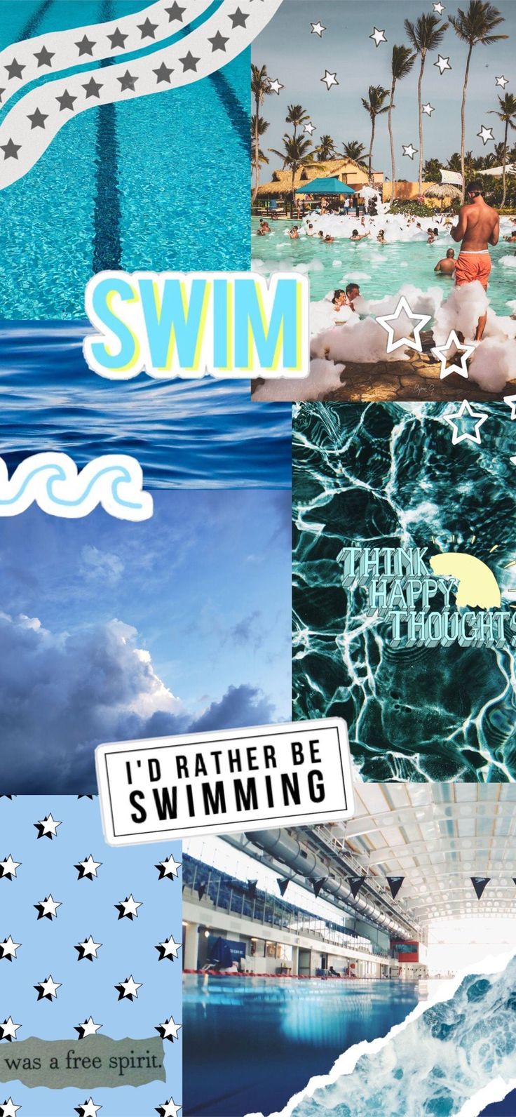 Collage piscina nuoto azzurro, 736x1592 Full HD Verticale, Smartphone