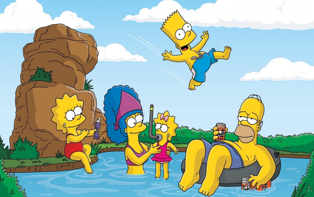 I Simpson in piscina, serie animata, 1280x804 HD, Desktop