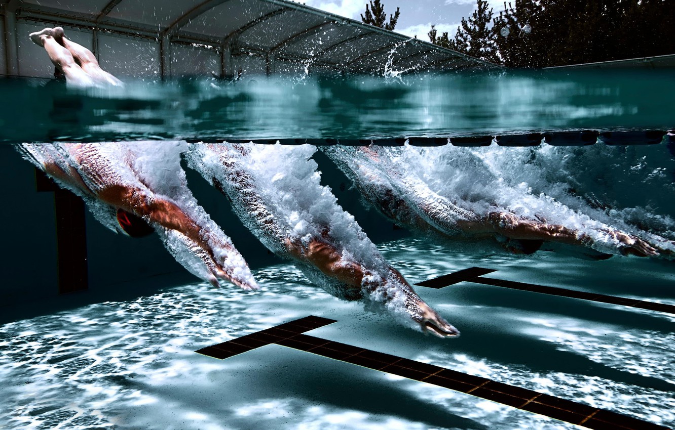Nuotatori tuffo piscina subacquea, 1332x850 720p, Laptop