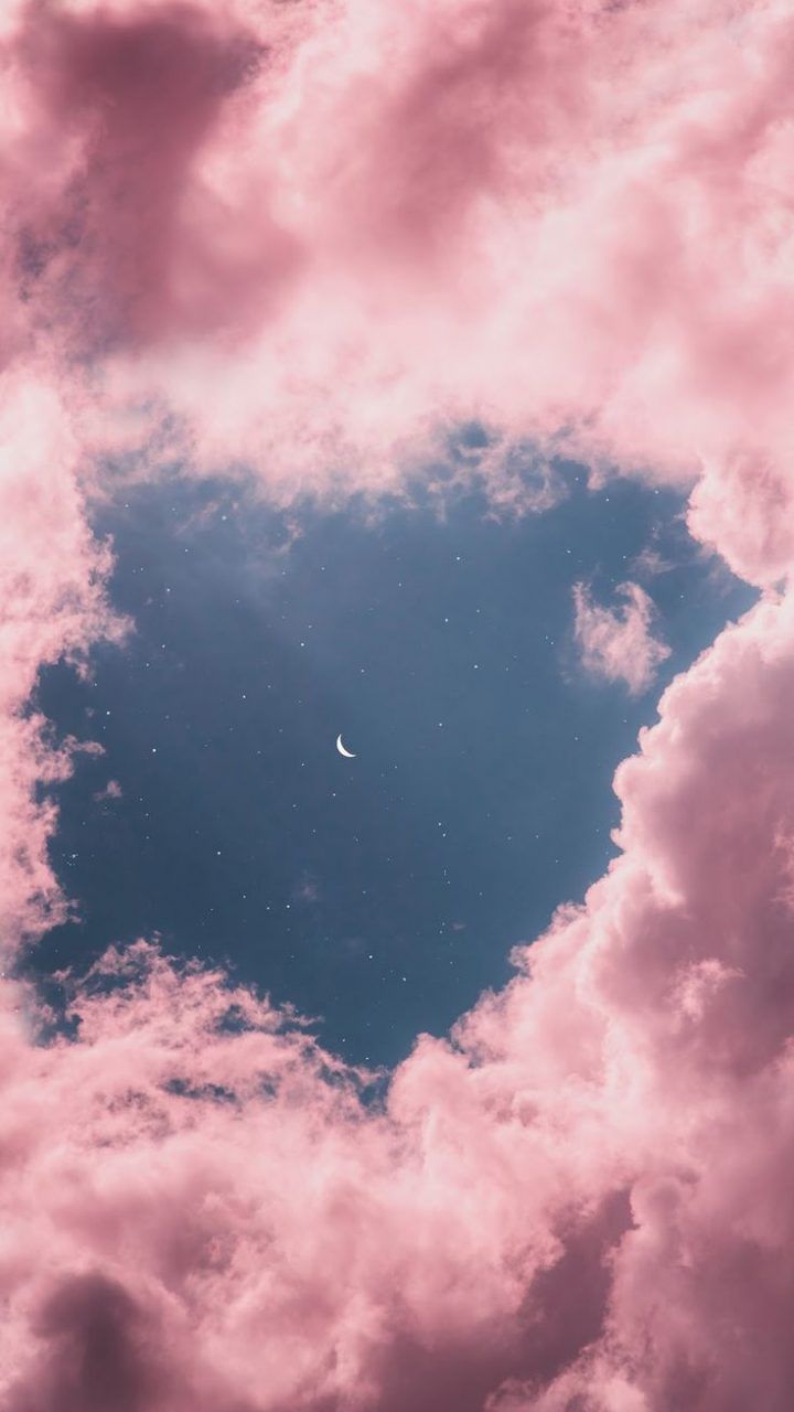 nuvole rosa e luna, 720x1280 Verticale, Mobile