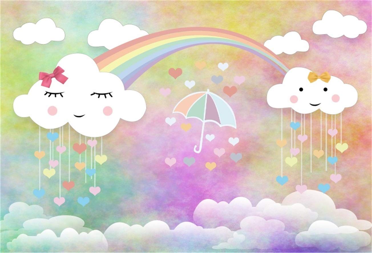 Nuvole cartoon arcobaleno cuori, 1304x887 720p, PC