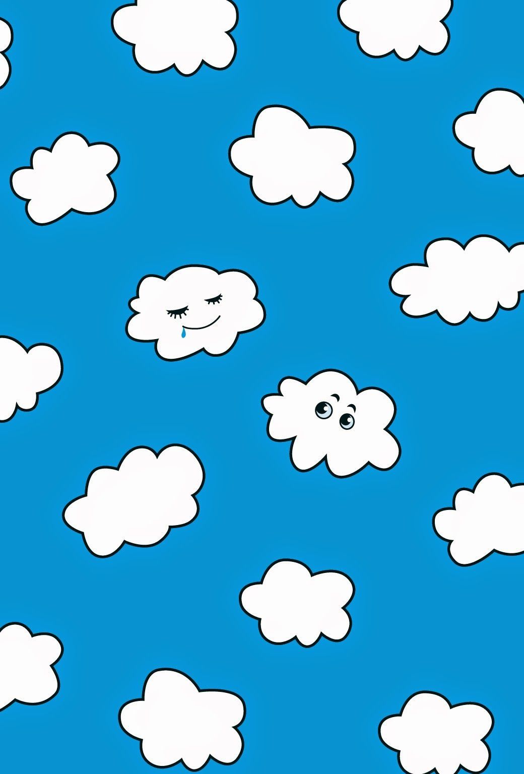 Nuvole cartoon sfondo blu, 1040x1536 Verticale, Mobile