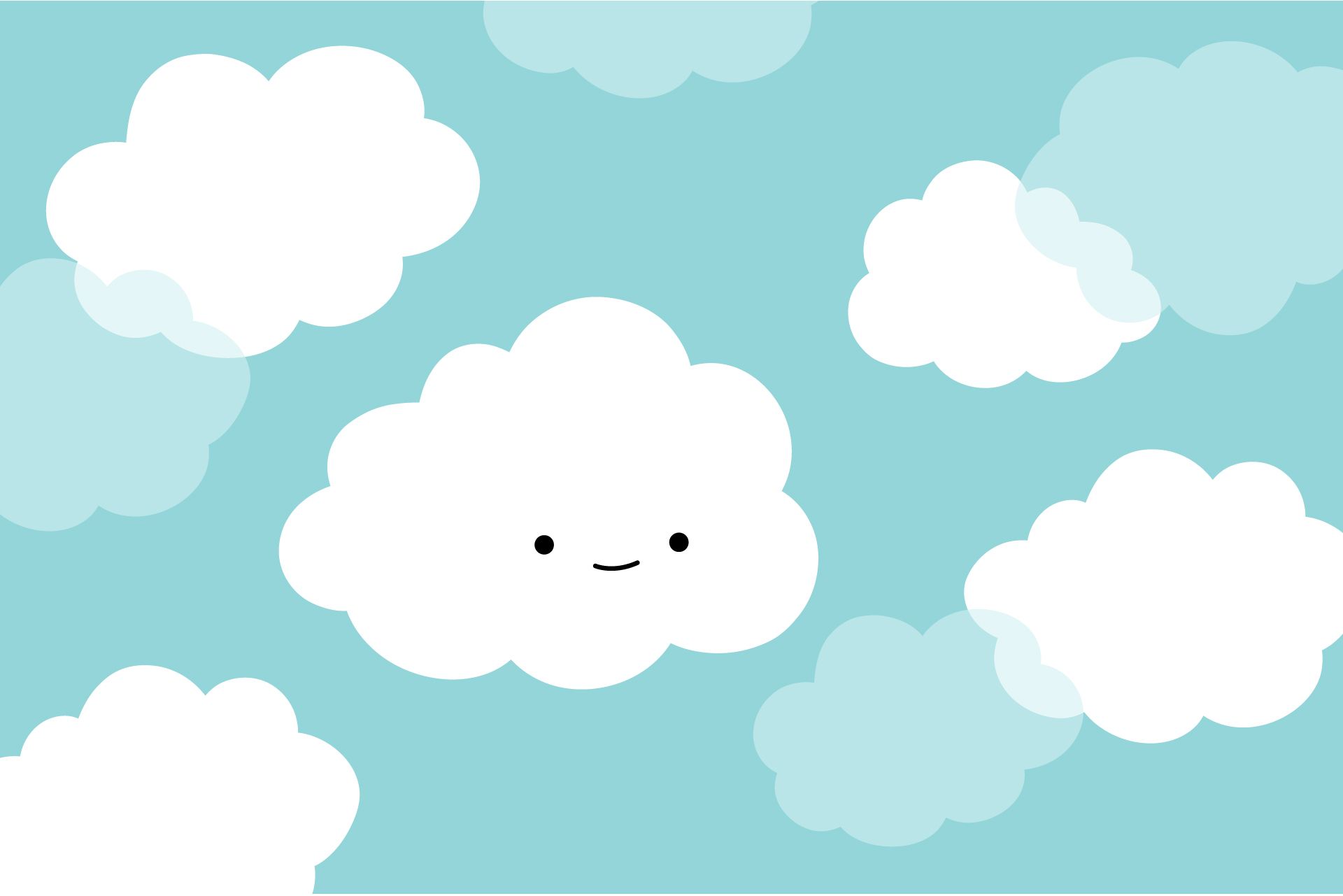 Nuvola cartoon sorridente azzurro, 1920x1281 Full HD+, PC Desktop