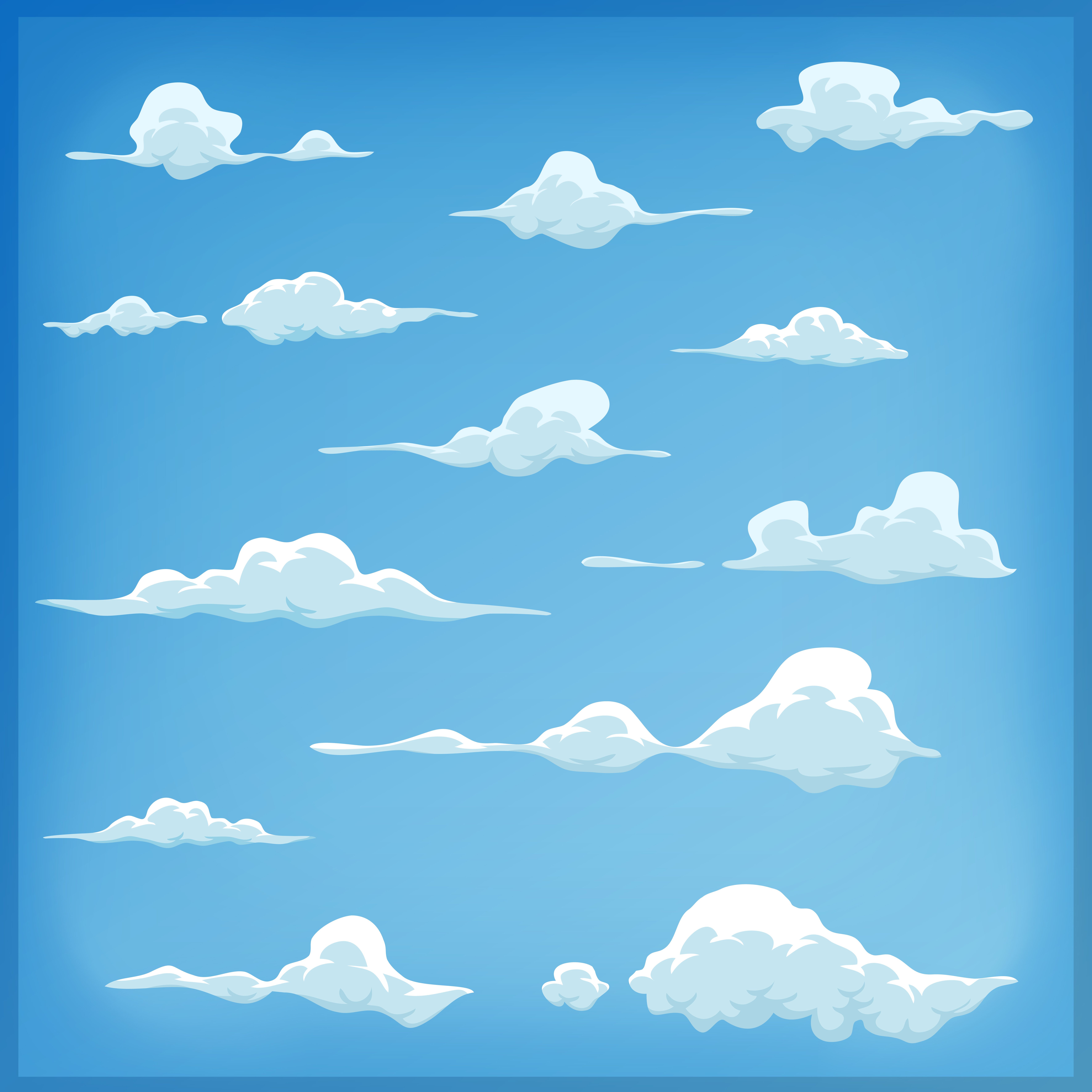 Nuvole cartoon su cielo blu, 7087x7087 UHD, PC 4K