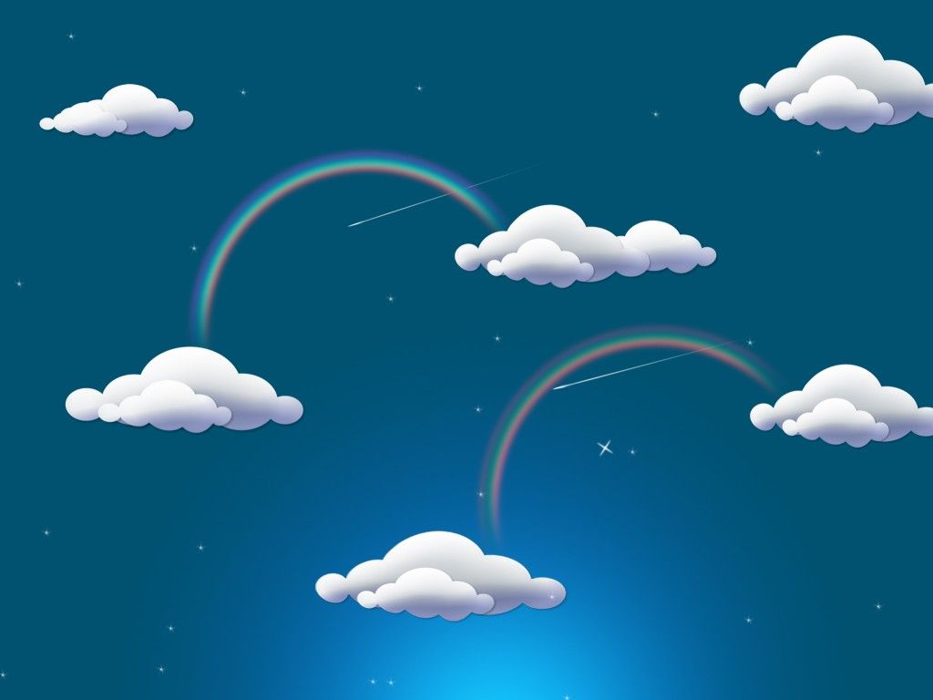 Nuvole cartoon con arcobaleno, 1024x768 HD, Laptop