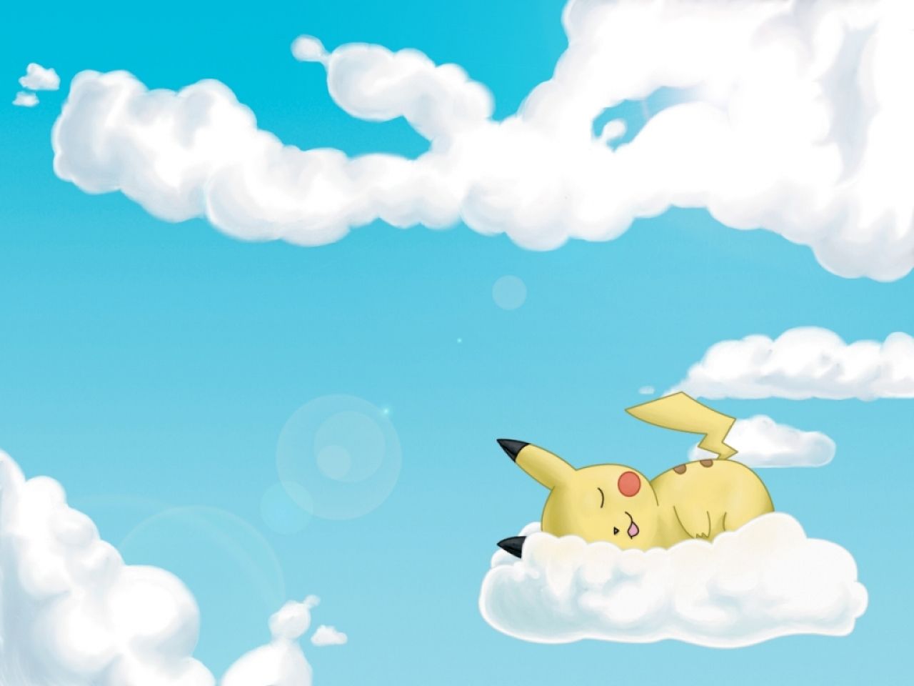 Pikachu addormentato su nuvola, tipo elettro, 1280x960 720p, Laptop