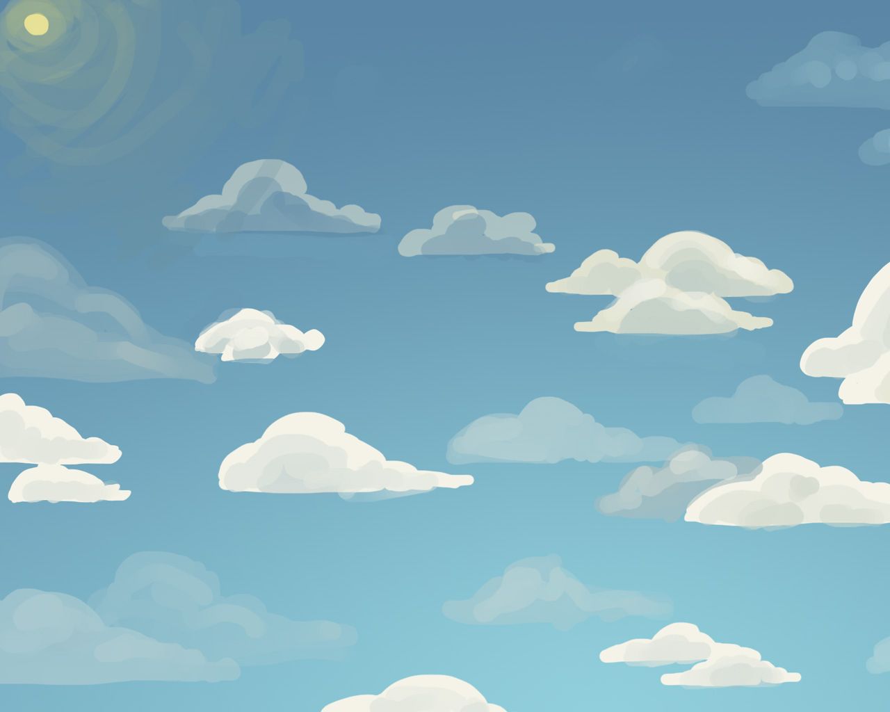 Nuvole cartoon cielo azzurro, 1280x1024 HD, Desktop