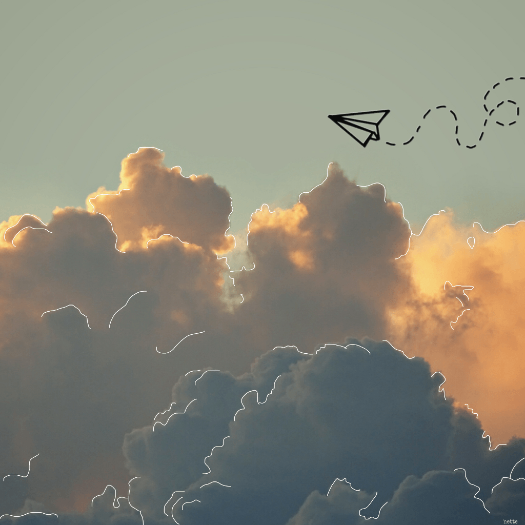 Aereo di carta tra nuvole, 1024x1024 HD, Laptop
