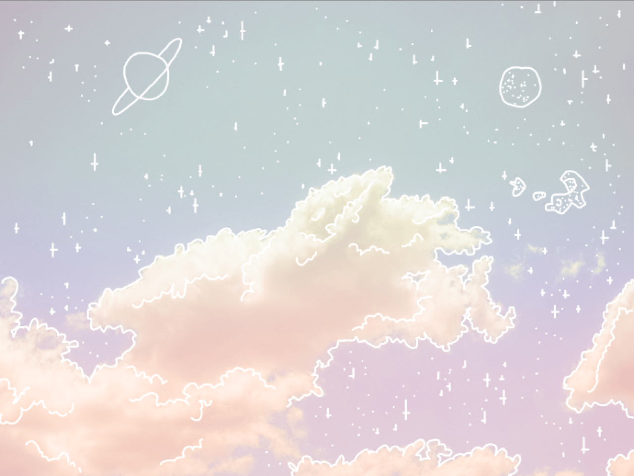 Cielo pastello con nuvole e stelle, 1280x961 720p, Laptop