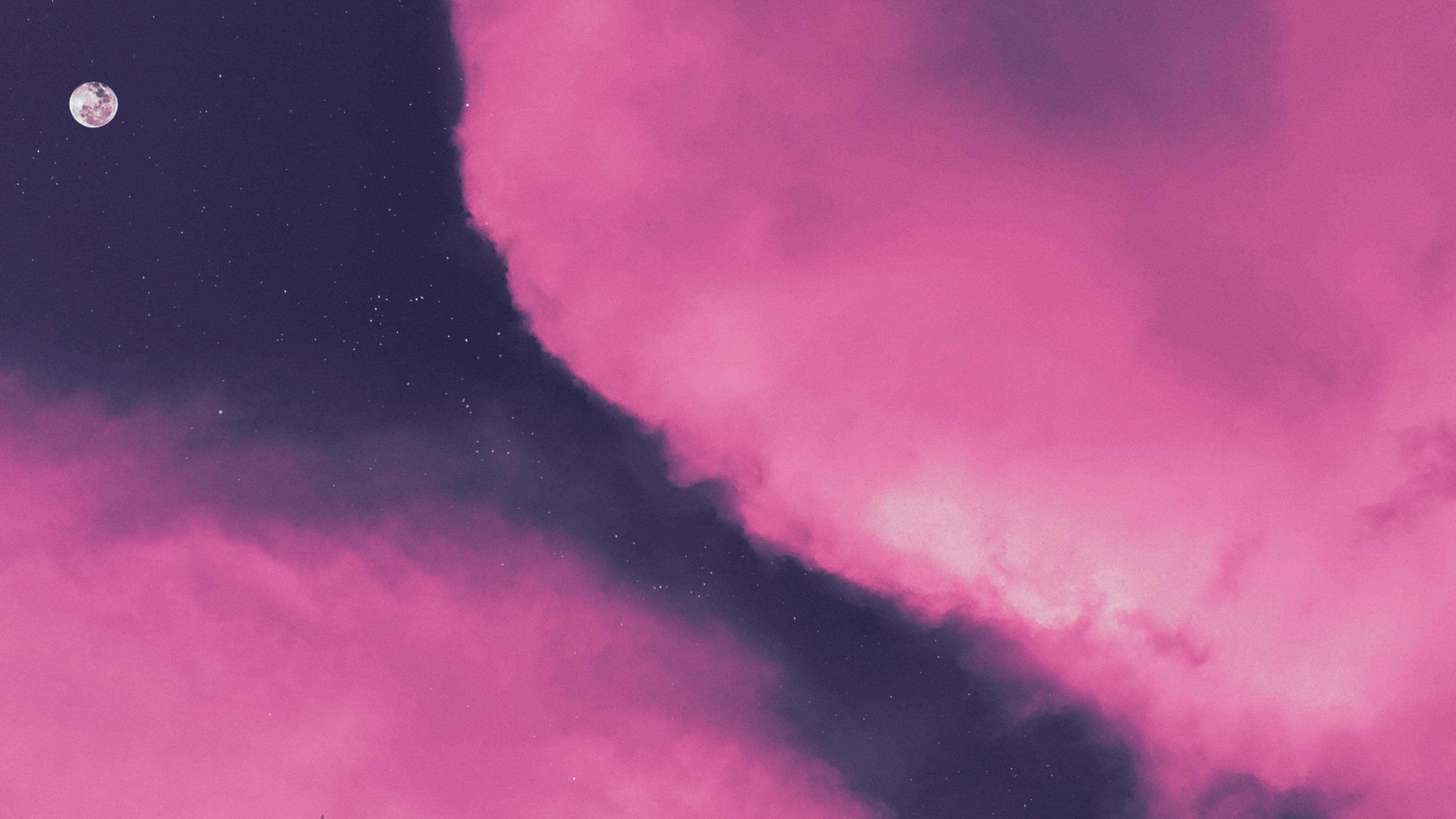 Nuvole rosa e luna, 3840x2160 UHD, PC 4K