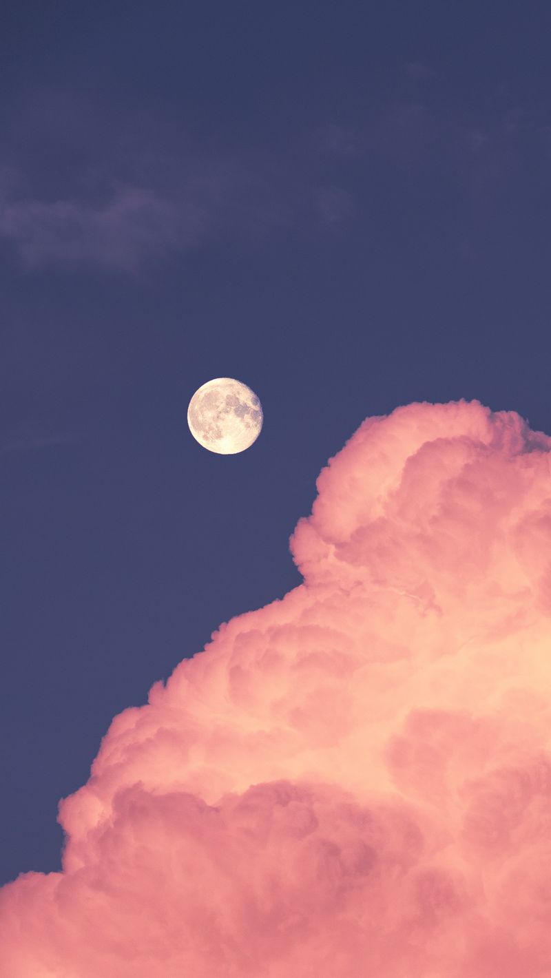Luna e nuvole rosa, 800x1420 Verticale, Telefono