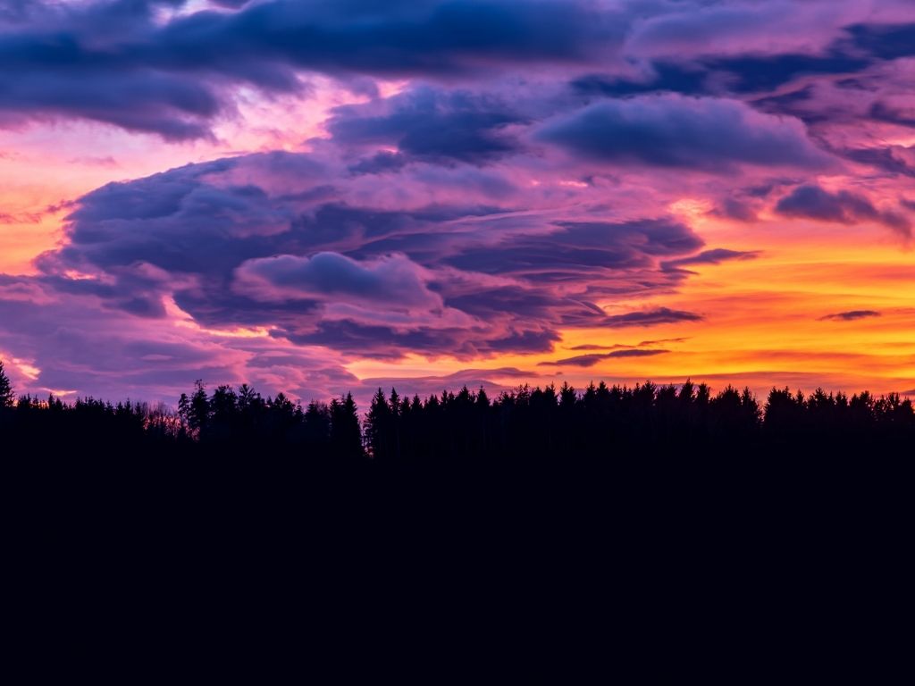 Tramonto nuvole viola arancio, 1024x768 HD, PC Desktop