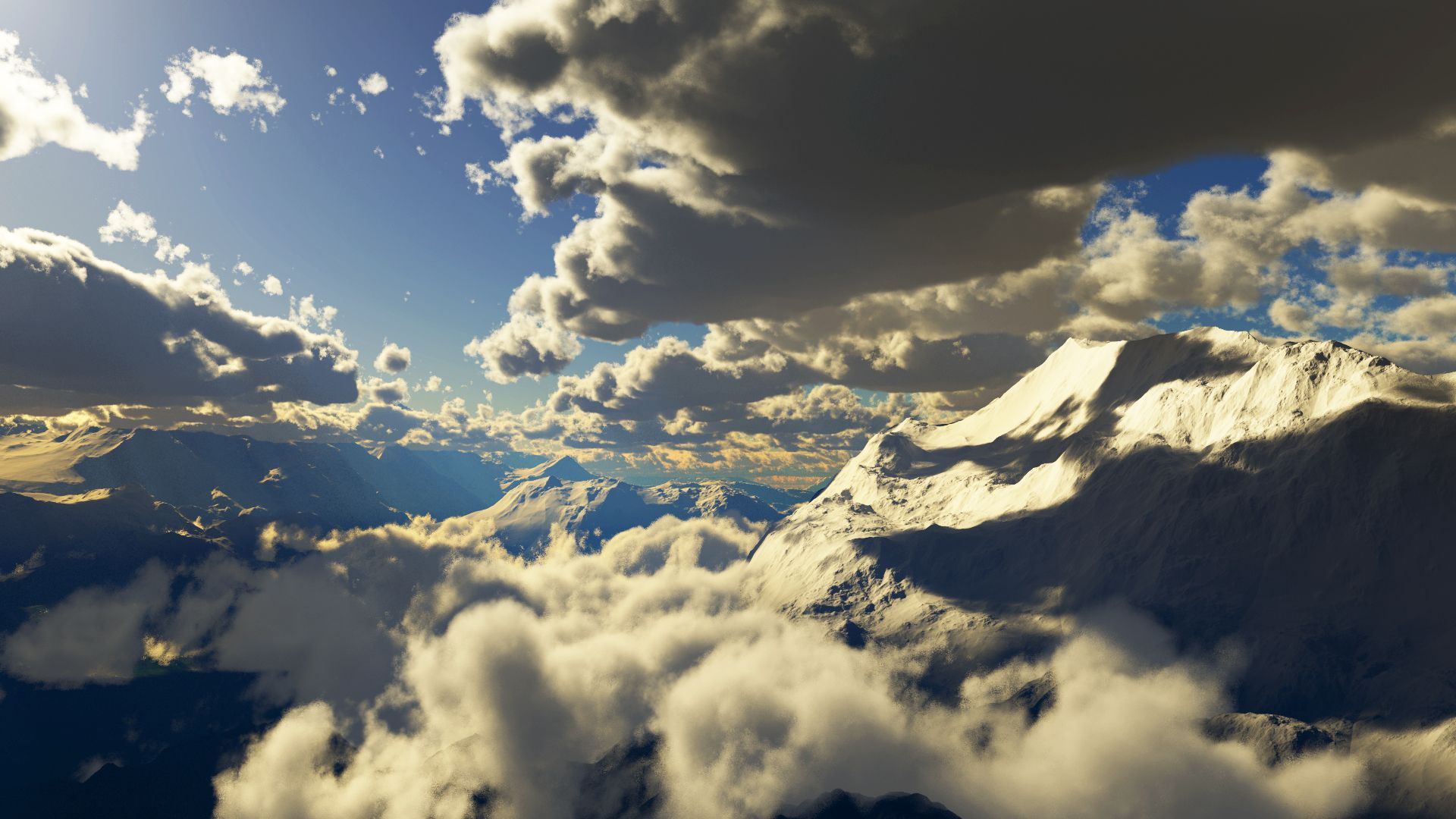 Nuvole su montagne innevate, 1920x1080 1080p, PC Desktop