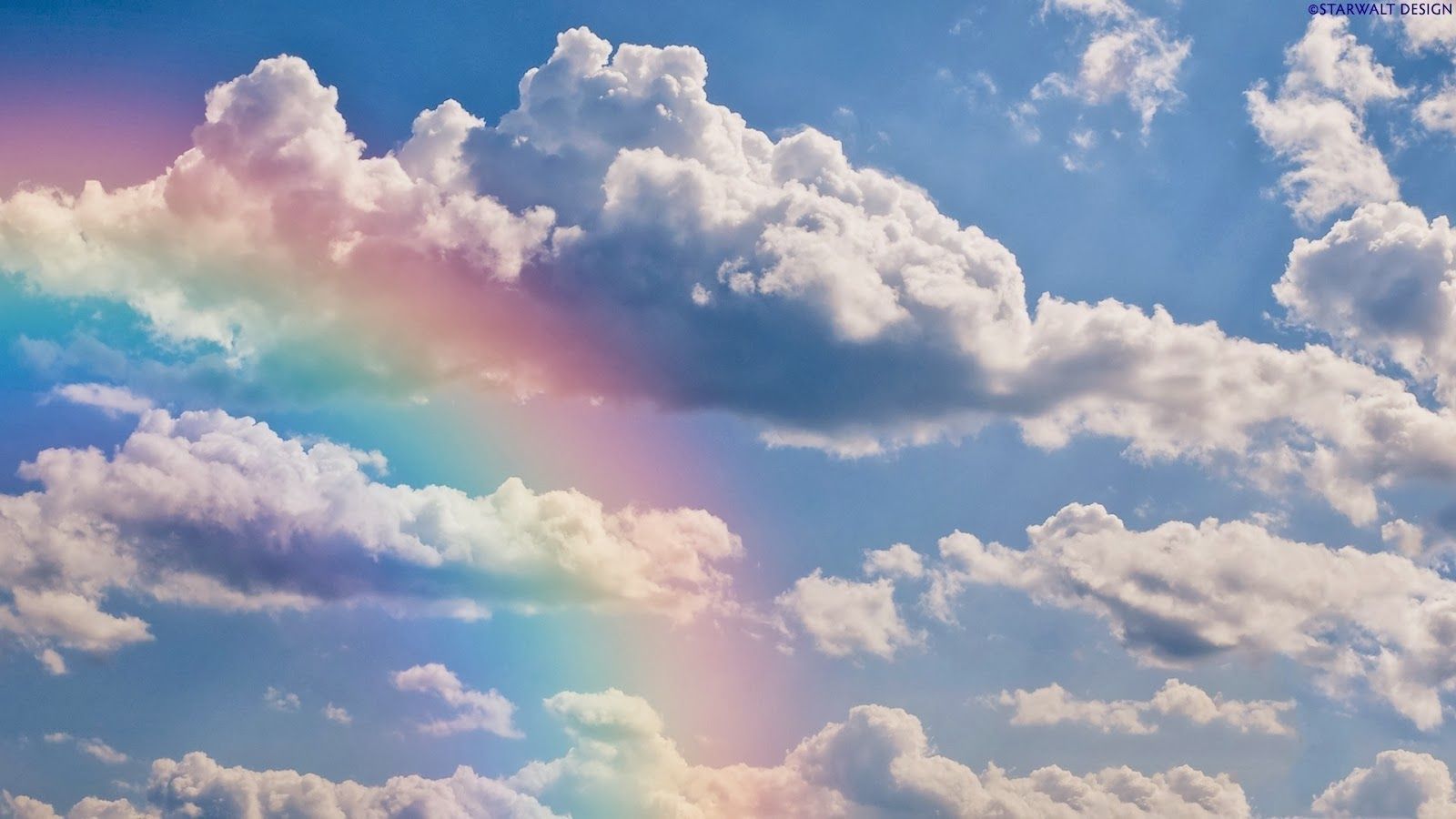 Arcobaleno tra nuvole bianche, 1600x900 HD Ready, Desktop