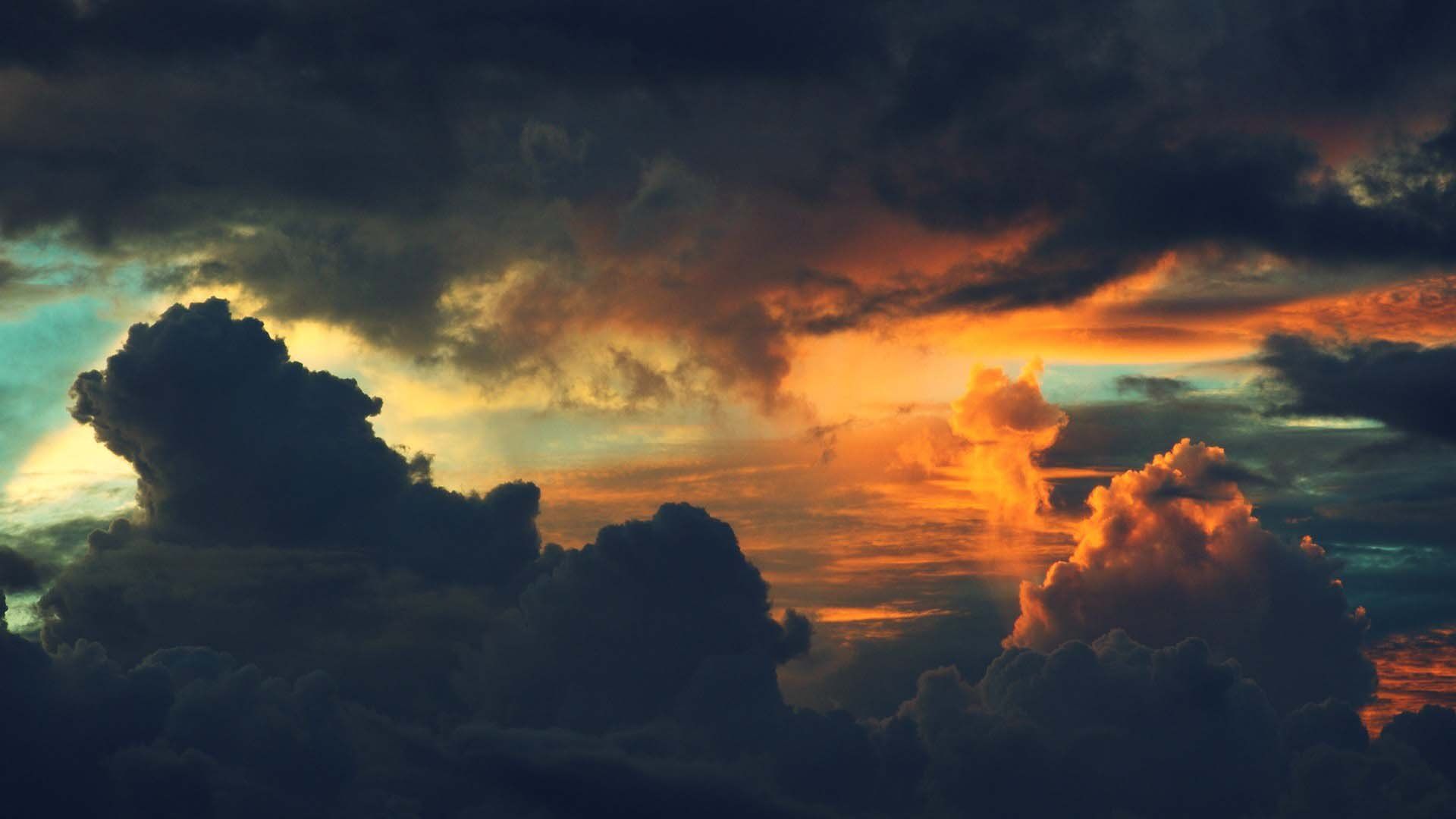 Nuvole al tramonto arancioni, 1920x1080 1080p, Desktop